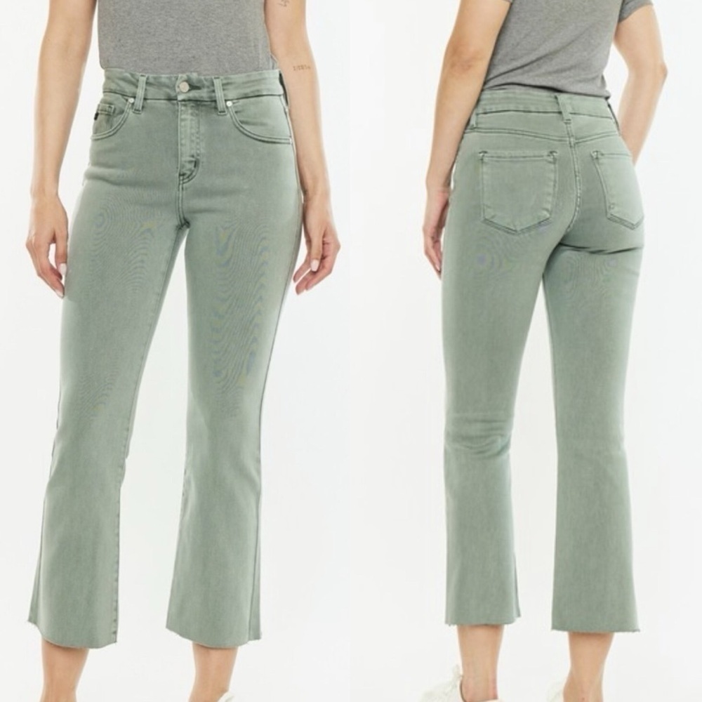 Kancan High Rise Olive Green Crop Stretch Jeans Size 3/25 KC9369OV